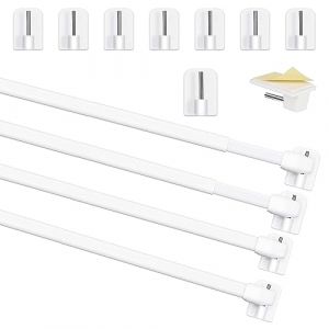 Honeyes Barres de Vitrage Extensible Tringle Sans Percage Réglable Tringle a Rideau pour Fenetre Pvc pour rideaux en Maille et de Crochets Rideau Adhésive,Blanc (4PCS 50-90CM) (Honeyes FR, neuf)