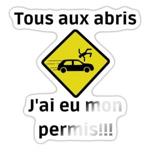 Spreadshirt A Permis Voiture Dr&ocirc;le - A Pour Jeune Conducteur Humour - Cadeau Pour Apprenti Humoristique Autocollant Sticker, 10 x 10 cm, blanc brillant (Spreadshirt France, neuf)