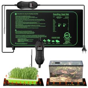 GOEDCH Tapis Chauffant pour Plantes: Tapis Chauffant pour semis, Tapis Chauffant 25,4 cm x 52,9 cm avec Thermostat pour la Germination des Plantes et des semis, Tapis Chauffant pour Serre, Reptiles (VENIZELOU-EC, neuf)