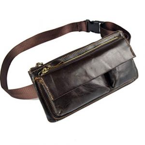 Sac de Taille en Cuir Vintage Fanny Bag pour Hommes Femmes Hip Bum Ceinture à Main Voyage randonnée Course téléphone Portable Pochette Sac à Main (XieBen, neuf)