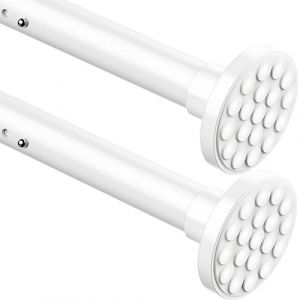 2Pièces Tringle à rideau sans percer Télescopique Tringle à rideau de douche Extra long Tringle télescopique Rideau pour salle de bain,chambre Blanc(95-140CM Φ32mm) (EUR Red Bean574, neuf)