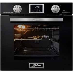 Kaiser EG 6374 Sp Four à gaz encastrable de luxe, 60 cm, autonome, 79 l, design noir, avec verre miroir, 2 fonctions (chaleur de sole, grill), tournebroche, minuterie, chaleur tournante, gaz : gaz (elektroniks-home, neuf)