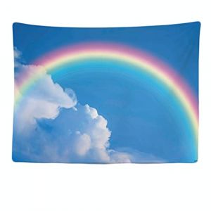 Ulticool – Tapisserie Murale Décorative Chambre - Arc en Ciel Clair Bleu Nuage - 200 x 150 cm Grand – Papier Peint Tissu – Tapestry Aesthetic Wall - Décoration Panoramique (Ulticool, neuf)