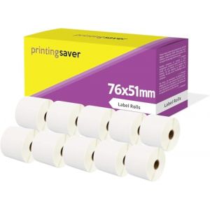 10 Compatibles Rouleaux 76mm x 51mm &Eacute;tiquettes thermique pour Zebra GK420d GK420t GC420d GX420d GX420t GC420t GX430t GT800 LP2844 TLP 2844 Citizen CL-S521 CL-S621 CL-S631 (1000 &Eacute;tiquettes par Rouleau) (Printing Saver, neuf)