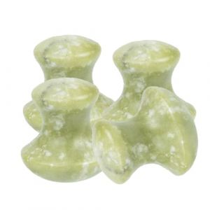 Mikikit 4pièces Masseur Facial Forme De Champignon Ensemble Guasha Jade Outils De Beauté Pour Soin Visage Et Cou Planche De Massage Grattante Pour Visage (Famidago, neuf)