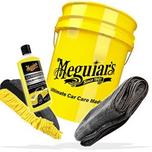 detailmate Meguiars Kit de Lavage pour Voiture Comprenant Un Shampoing + Cire 2en1-473 ML + Un Seau de Lavage Meguiars 5GAL + Gant Microfibre 3en1 + Chiffon 1000 g/m² (motodox GmbH, neuf)