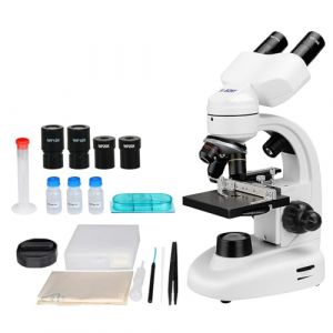 Svbony SV605 Microscope Binoculaire, 80x-1600x Microscope Composé, avec Filtre Stade Mécanique LED Éclairage Double Focus WF10x WF20x Oculaires, Microscope Biologique pour Enfants Adultes (RetevisDirect, neuf)