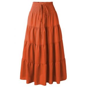 Adigaber 2 en 1 Jupon Femme Long Taille Haute Longue Maxi Jupe Bohême Tour de Taille Elastique Jupe Maxi Décontractée Vacances L'été Plage (ADIGABER, neuf)