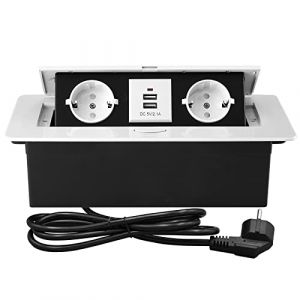 CHENGPI Bloc Multiprise Escamotable pour Encastrer, Plan de Travail,Bureau de Prise Pop-up caché avec 2 Prises et 2 Ports USB Connection Box (Shenzhenshibaisiqidiankejiyouxiangongsi, neuf)