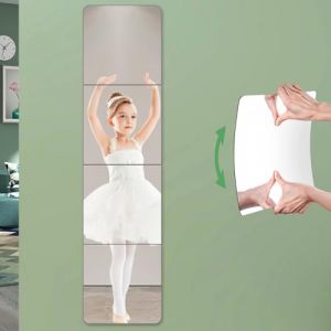 Bosdontek 4 Pi&egrave;ces Miroir adhesif Mural, Acrylique Miroir Mural Autocollant, Plastique Miroir Collant Mural Flexible Miroirs Muraux Adhesif pour Porte Salle de Bain Salon Chambre, 30cm x 30cm (NewErop Direct, neuf)