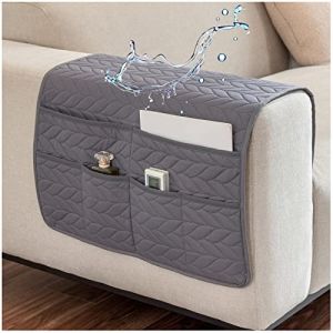 AWAV Organiseur pour Canapé et Fauteuil Imperméable et Antidérapant Sofa Accoudoir 6 Poches Support Organisateur de Chevet pour Tablette, téléphone, Tablette, Livre, télécommande TV (Gris Foncé) (shuangxing369, neuf)