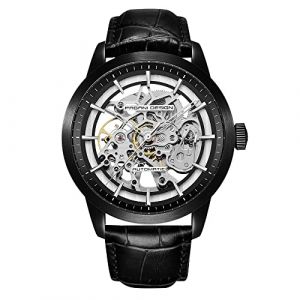 Pagani Design Classique Fashion Montre mécanique Automatique Squelette pour Hommes Bracelet en Cuir Acier Inoxydable Montre étanche Business Analogue Sports à remontage, Noir (Tyberley Watch Store, neuf)