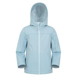 Mountain Warehouse Veste Enfant Exodus Softshell - Coupe-Vent, Imperméable Fille Et Garçon, Veste Polaire Unisexe, Veste À Capuche Conçue Pour Sport Et Voyage Bleu ciel 7-8 ANS (Mountain Warehouse, neuf)