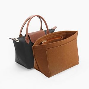 lumanothy Organisateur de sacs à main avec plusieurs poches, en feutre Longchamp, organiseur pour longchamp, polene, mommy, sac de courses, Marron, S (Onesd, neuf)