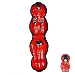 NOLITOY Ensemble de Manucure P&eacute;dicure 6 Pi&egrave;ces en Acier Inoxydable Rouge Kit de Coupe-Ongles de Voyage Portable Motif Dessin Anim&eacute; Japonerie Outils Complets pour Soins des Ongles Mains (shanjingfen, neuf)