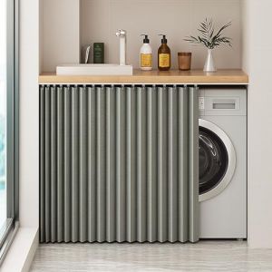 G&eacute;n&eacute;rique Rideau de Placard Coulissant avec Rail, Rideau Autocollant D'&Eacute;tag&egrave;re de Cuisine D'ombrage Rideaux de Placard Imperm&eacute;ables pour &Eacute;tag&egrave;res,Gris,W110cm/H90cm (XL-HSAEY, neuf)