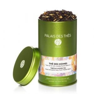 Palais des Thés, THÉ DES MOINES, Mélange de Thé Vert et Noir Parfumés, Parfum Gourmand et Floral , Boite Métal 100g (Objectif Zen, neuf)