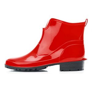 Ladeheid Bottes en Caoutchouc pour Femmes Courtes Bottines Imperméables Bottes de Pluie Élégantes et Confortables LA-930 (Rouge, 36 EU) (Hisert, neuf)