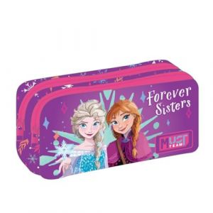 Diakakis La Reine des Neiges Anna Elsa Trousse avec 2 compartiments pour enfants Personnage Cadeau de rentrée scolaire Motif Reine des Neiges Forever Sisters, violet, Frozen Anna Elsa (GC TradeVision FR, neuf)