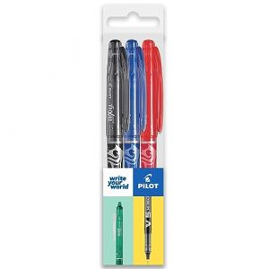Pilot Frixion FR7 Lot de 3 stylos roller effaçables Heat/Friction Pointe moyenne 0,7 mm Noir/bleu/rouge (OMGHC., neuf)