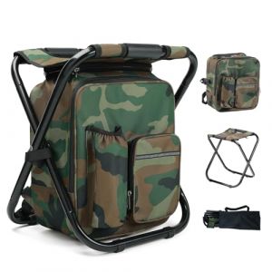 Outplea Tabouret de Camping Ultraléger pour Adultes avec Sac à Dos Isotherme Amovible 15 L, Grand Siège de Chasse Pliable Portable, pour Pêche et Extérieur (Outplea, neuf)