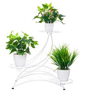 Cre Cra Métal Étagère à Fleurs,Porte Plantes Forgé,Etagere Plante Extérieur Intérieur de 3 Niveaux pour Balcon Terrasse Jardin,support de plantes dintérieur,porte pot de fleurs noir,etagere fleurs (ROYAL SMEELA, neuf)