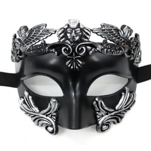 Masque Venise Homme, Masques Bal Masqu&eacute; Adulte, Vintage Masque Deguisement, Masques de Bal Venitien pour F&ecirc;te, Halloween, Carnaval, Jeu de R&ocirc;le, Costum&eacute;e Accessoires (Noir-argent) (yuwangwang, neuf)