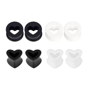 4 Paires &Eacute;carteur d Oreilles en Silicone, &Eacute;carteur Tunnel Plugs en Silicone d'&Eacute;tirement des Oreillettes Ecarteur d&rsquo;Oreille Tunnel 3-25mm &Eacute;carteur Tunnel Plugs Bijoux pour Homme Femme (C&oelig;ur, 5mm) (YUDA-, neuf)