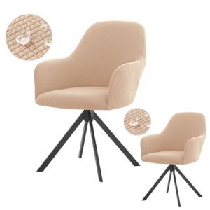 Levoberg Housse de Chaise avec Accoudoirs Imperm&eacute;able Housses Chaise de Salle &agrave; Manger Extensible Couverture Fauteuil Bureau Lavable Protection Chaise pour Cuisine Salon H&ocirc;tel 2 Pi&egrave;ce Beige-Jaune (Levoberg-EU, neuf)