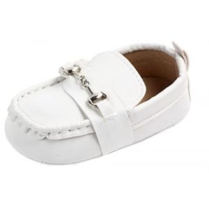 Maeau Chaussures Premiers Pas B&eacute;b&eacute; Gar&ccedil;on 12 18 Mois Mocassin Blanc Chaussures Semelle Souple B&eacute;b&eacute; Fille Chaussons en Cuir B&eacute;b&eacute; Gar&ccedil;on Chaussures Bateau Antid&eacute;rapantes Doux Pantoufles Cuir pour B&eacute;b&eacute; (YOUXINGEU (Livraison sous 5 &agrave; 12 jours）, neuf)