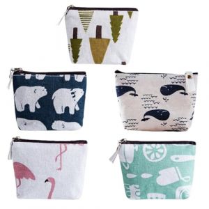 XOXVURI 5 Pièce Mini Porte Monnaie 5 Styles Petite Bourse Petite Pochette En Toile Avec Fermeture Petite Trousse Maquillage Porte Monnaie En Toile Pour Rouge À Lèvres Pièces Carte De Crédit Et Clés (FASHU GNAHZ LTD, neuf)