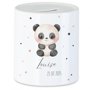 Kiddle-Design Tirelire pour enfants avec nom personnalis&eacute;, motif animal panda cadeau pour anniversaire de fille et gar&ccedil;on, No&euml;l, naissance et bapt&ecirc;me &ndash; Cochon tirelire cadeau d'argent et r&eacute;alisateur (Kiddle-Design, neuf)