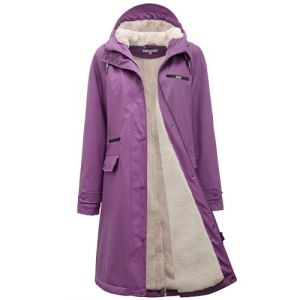 Peter Patter Manteau de pluie, pour femme, doubl&eacute;, en polaire teint&eacute;e, imperm&eacute;able, avec fourrure synth&eacute;tique, chaud, long en polyur&eacute;thane, coupe-vent, parka de pluie pour l'hiver, lilas, 42 (miss rainbow, neuf)