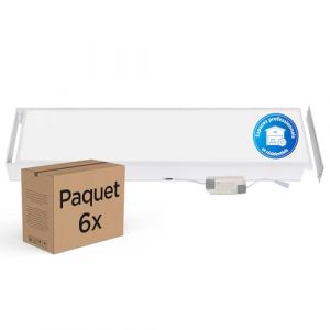 LECOM 6x Dalle LED 120x30 - Pave LED Blanc Neutre avec Cadre de Fixation 4000lm 5 ans de garantie Panneau pour Plafond Luminaire en Saillie Plafonnier (4000K avec cadre de montage) (WRElektro, neuf)