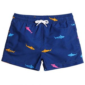 MaaMgic Short de Bains D'Ete Garcons Filles Carton Dinasaure Slip Filet Maillot de Bain Enfant a la Plage, Bleu Poisson, 2 ans (baohui, neuf)
