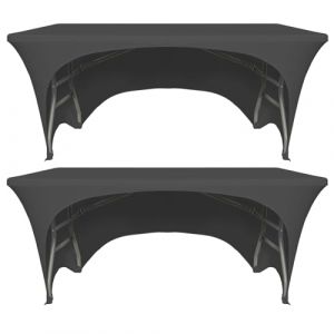 2 Packs de ZeriTlolen - Nappe de table extensible en Spandex noire de 1,8 m pour tables rectangulaires avec dos ouvert, Nappe de tréteau rectangulaire lavable pour banquet, mariage, fête, vacances (Zhaojia Trading, neuf)
