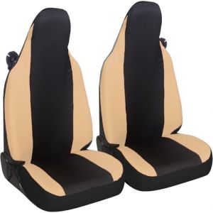 Susy Shop Housses de siège auto compatibles pour Smart fortwo, 450 451 et 453, lot de 2 housses avant, fabriquées en tissu polycoton (noir/beige) (Susy Shop, neuf)