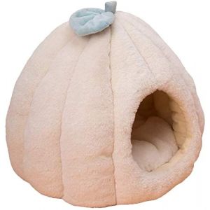 Lit Maison Chien Chat Chauff&eacute; en Coton Moelleux d'hiver, Igloo Grotte Chat Doux avec Tapis Confortable Lavable Amovible pour Petits Chats Moyens Lit Chiens (Color : Beige, Size : 50x50cm) (FengYuTao-Home, neuf)