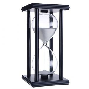 Minuteur Sablier pour 45 Minutes Timer 45 Minutes Décoration pour Chambre d'enfants Anniversaire Table Basse de Thé Étagère à Livres Jeu Scolaire Ornement Cadre en Bois l'horloge Blanc (Neatnice, neuf)