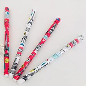 KIUB - Lot de 4 stylos bille Paris Tour Eiffel avec 4 motifs différents - tous les symboles de Paris (VIANAYA, neuf)