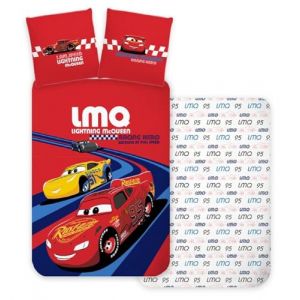 Brandmac Parure de Lit Disney Cars Rouge Réversible, 100% Coton, Housse de Couette 100x135 cm + Taie d'Oreiller 40x60 cm, Flash McQueen (GC TradeVision FR, neuf)