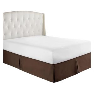 FOVAOK Cache-sommier plissé doux et confortable avec tissu infroissable et résistant à la décoloration – Literie de 38,1 cm de haut (sans plateforme) (marron, 140 x 190 x 35 cm) (Haoluofangzipin, neuf)