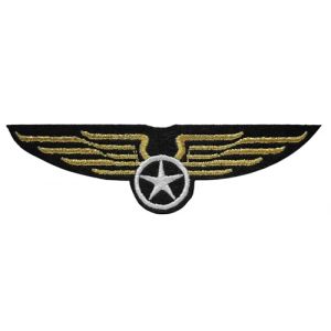 &Eacute;cusson Ailes Dor&eacute;es &Eacute;toile Arm&eacute;e de l'Air Patch Thermocollant US Army Badge d'Aviateur &Eacute;tats-Unis &agrave; thermocoller transfert militaire USA coller au fer repasser applique brod&eacute; coudre tshirt 3,2x11,7cm (►Cameleon-Shop Exp&eacute;dition Rapide Depuis la FRANCE◄, n