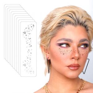 10 pièces Tatouages en Paillettes Pour Visage,Glitter Freckles Argent,Tatouage Visage Taches de Rousseur Pailletées Impermeable,Taches de Rousseur Tatouages Temporaires pour Femmes-QBT001 (Han Lu Dian ZI, neuf)