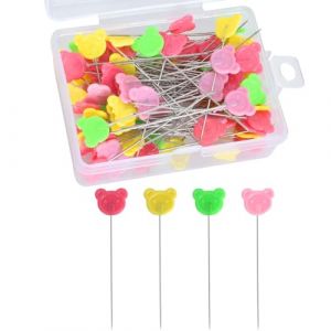 100 PCS Épingles Multicolores,Couleurs Assorties Épingles Décoratives,Épingles à Coudre Couture Plat Colorées Epingle Couture en Forme-5cm/2in-Épingles en Tissu (Ours) (huasimple, neuf)