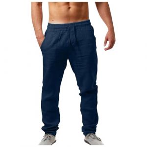 Pantalon Lin Homme &eacute;T&eacute; Chic avec &eacute;Lastique &agrave; La Taille Pantalons Toile V&ecirc;tements De Sport pour Pantalon Tendance Jogging Large Pantalons De Travail Sport Cargo Salopette Homme (LIMUPIN PantalonPro, neuf)