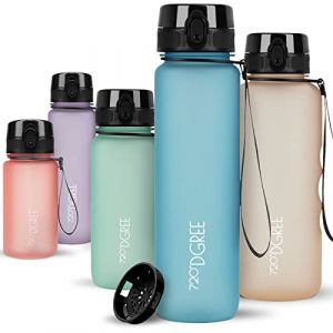 720&deg;DGREE Gourde 1l &ldquo;uberBottle&ldquo; +Tamis &agrave; Fruit, softTouch - Sans BPA, Anti-fuite - Bouteille d'Eau, Water Bottle id&eacute;ale pour Sport, Randonn&eacute;e, Gym, Camping, Universit&eacute;, Voyage, Travail, Yoga, Enfant (Kaave, neuf)