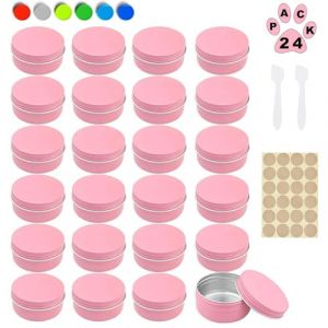 24 Pièces Contenant cosmetique Vide,10ml Pots en Aluminium,Boîtes Cosmétiques Conteneurs Rondes,Vide Pots,Conteneur Cosmétique, Vides Échantillon,Pots en Aluminium Conteneur,étiquette pour Maquillage (mengoo, neuf)
