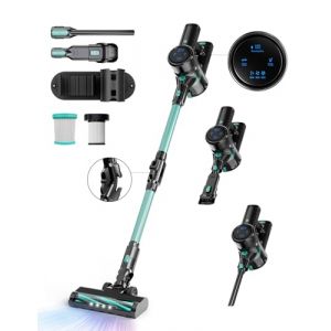Cyansharp Aspirateur Balai sans Fil, 28KPA Aspirateur sans Fil, 3 Vitesses, écran à LED, 40Minutes d'Autonomie avec Batterie Amovible, Aspirateur Balai pour Sols Durs/Les Poils d'animaux/Tapis(Vert) (CYANSHARP CO. LTD, neuf)