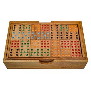 LOGOPLAY Domino Double 9 - Jeu de société - Jeu de société en bois avec 56 pions (logoplay-holzspiele, neuf)